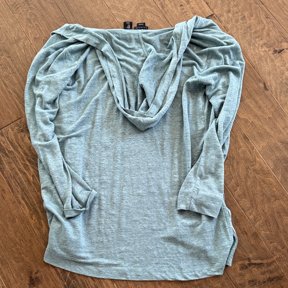 Tahari Teal Hooded Cardigan - Picture 3 of 3